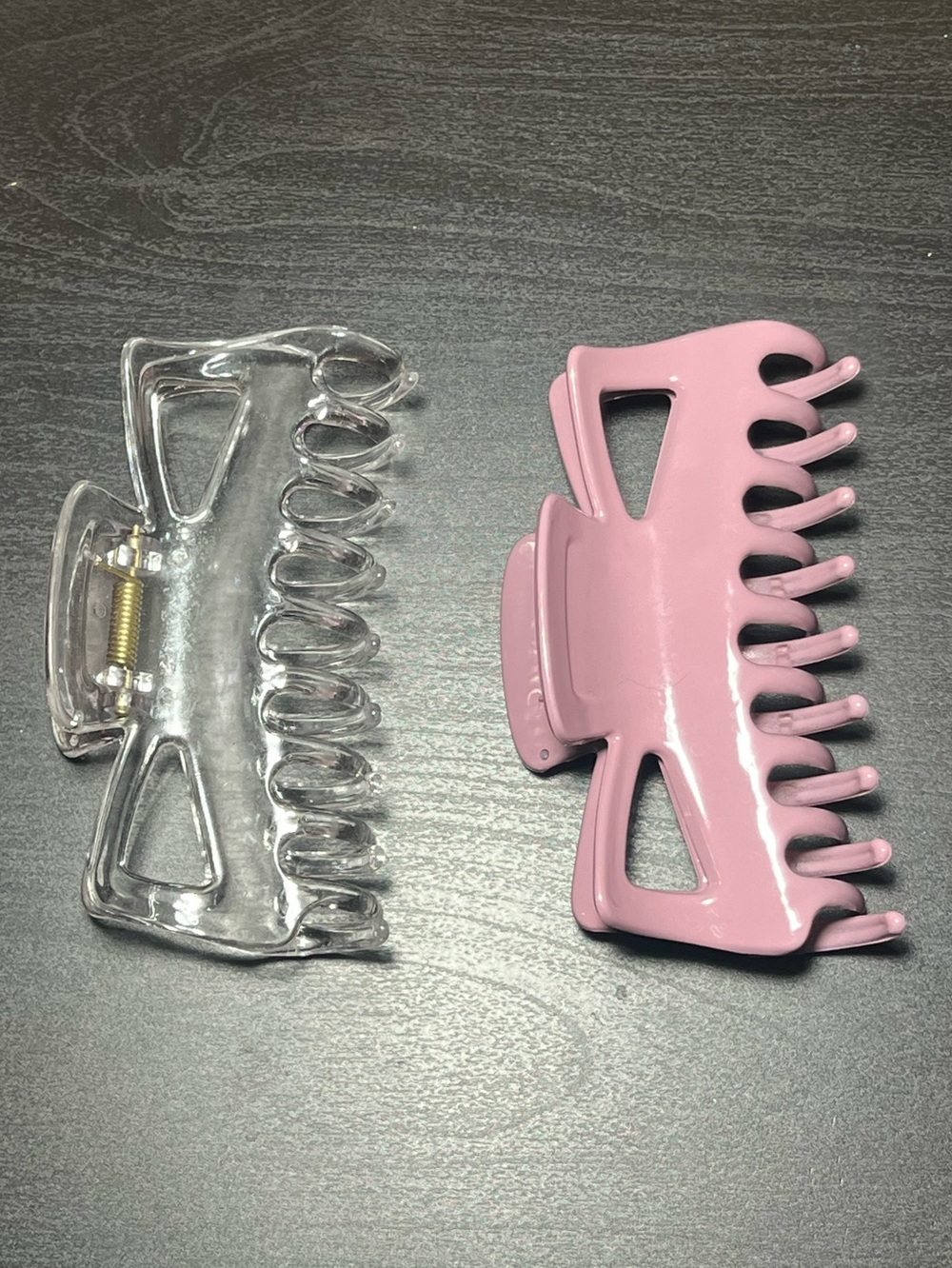 Pink and Clear Hair Claw Clips